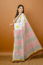 Handwoven White Silk Cotton Saree