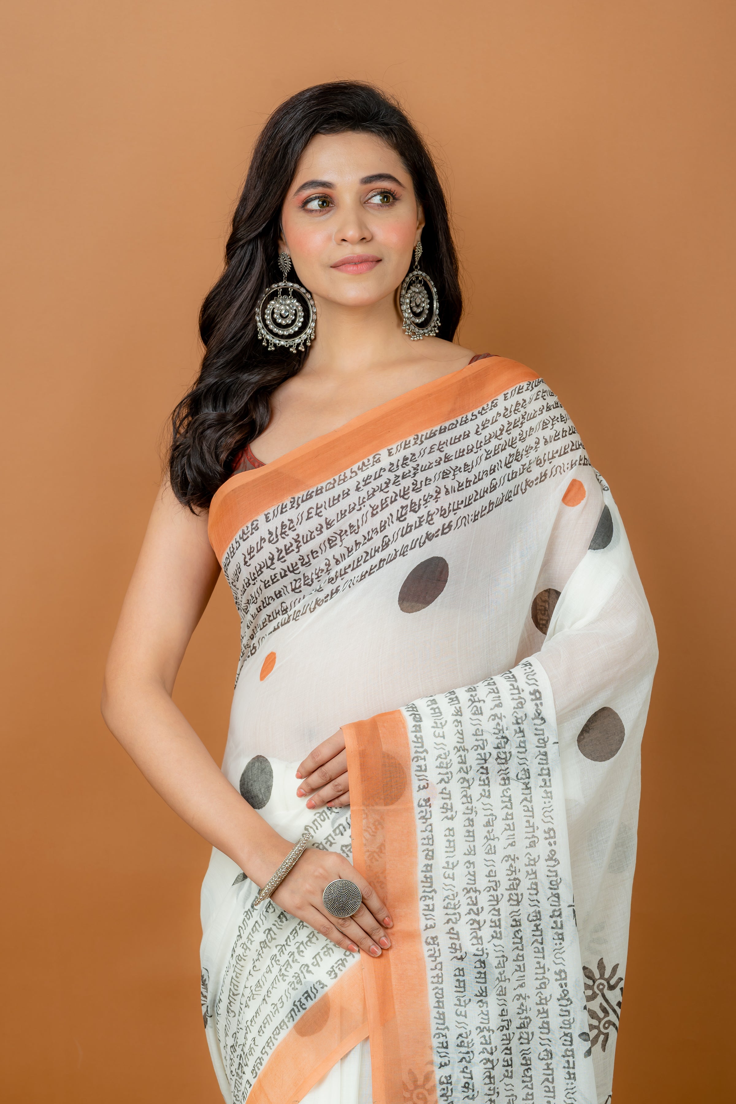 Handwoven Printed Namavali Kerala cotton Saree