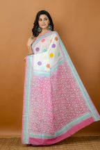 Handwoven Multicolor Printed Silk Cotton Saree