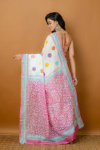 Handwoven Multicolor Printed Silk Cotton Saree