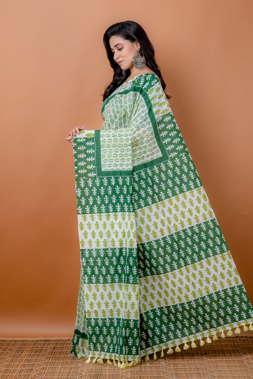 Handwoven Multicolor Printed Silk Cotton Saree