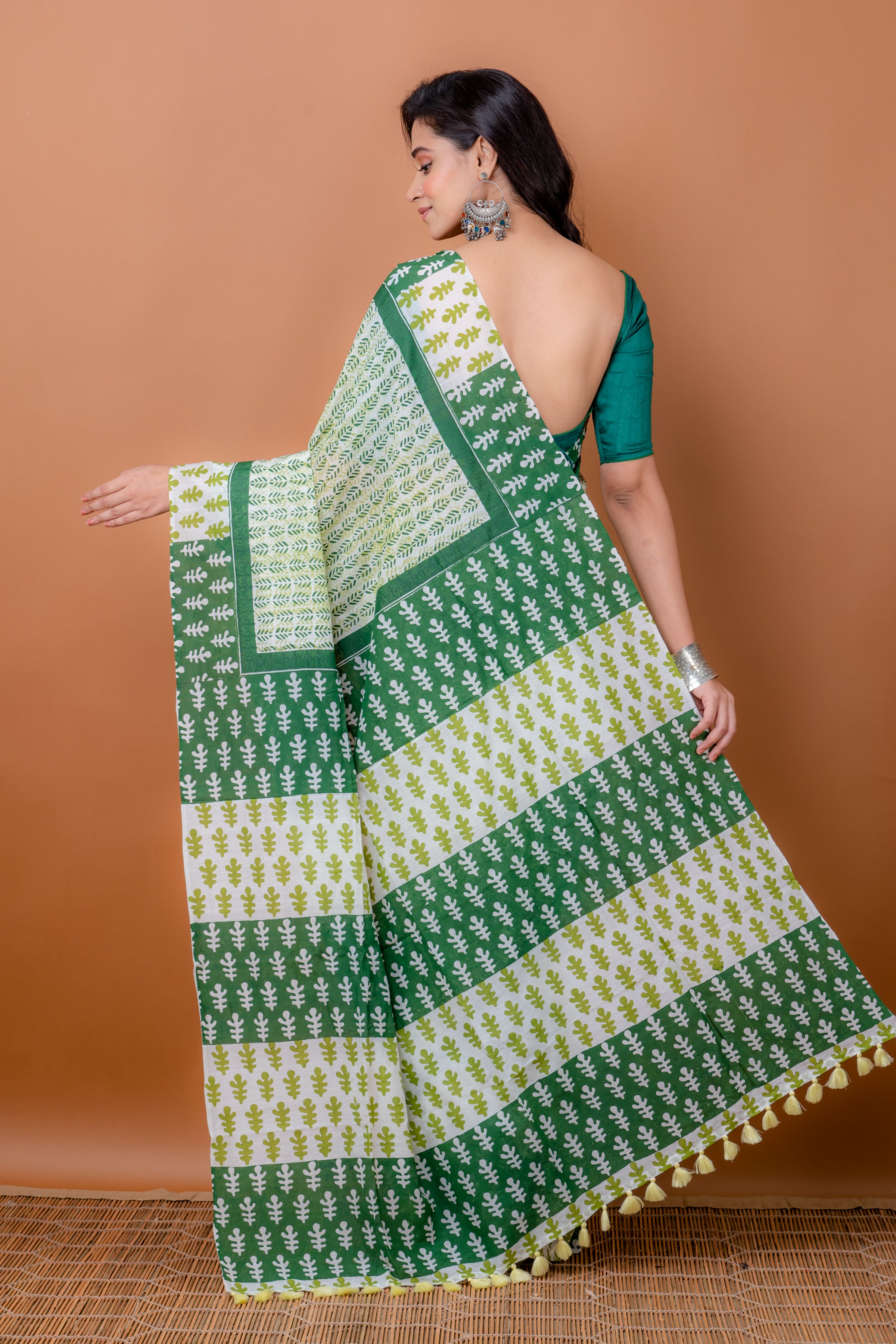 Handwoven Multicolor Printed Silk Cotton Saree