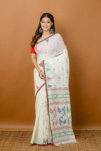 Handwoven White  Jamdani Saree