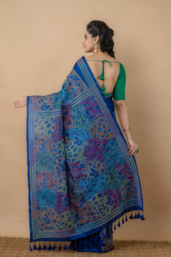 Bangalore Silk With Traditional Reverse Kantha Saree - Aankona