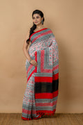Printed multicolor silk cotton handloom saree