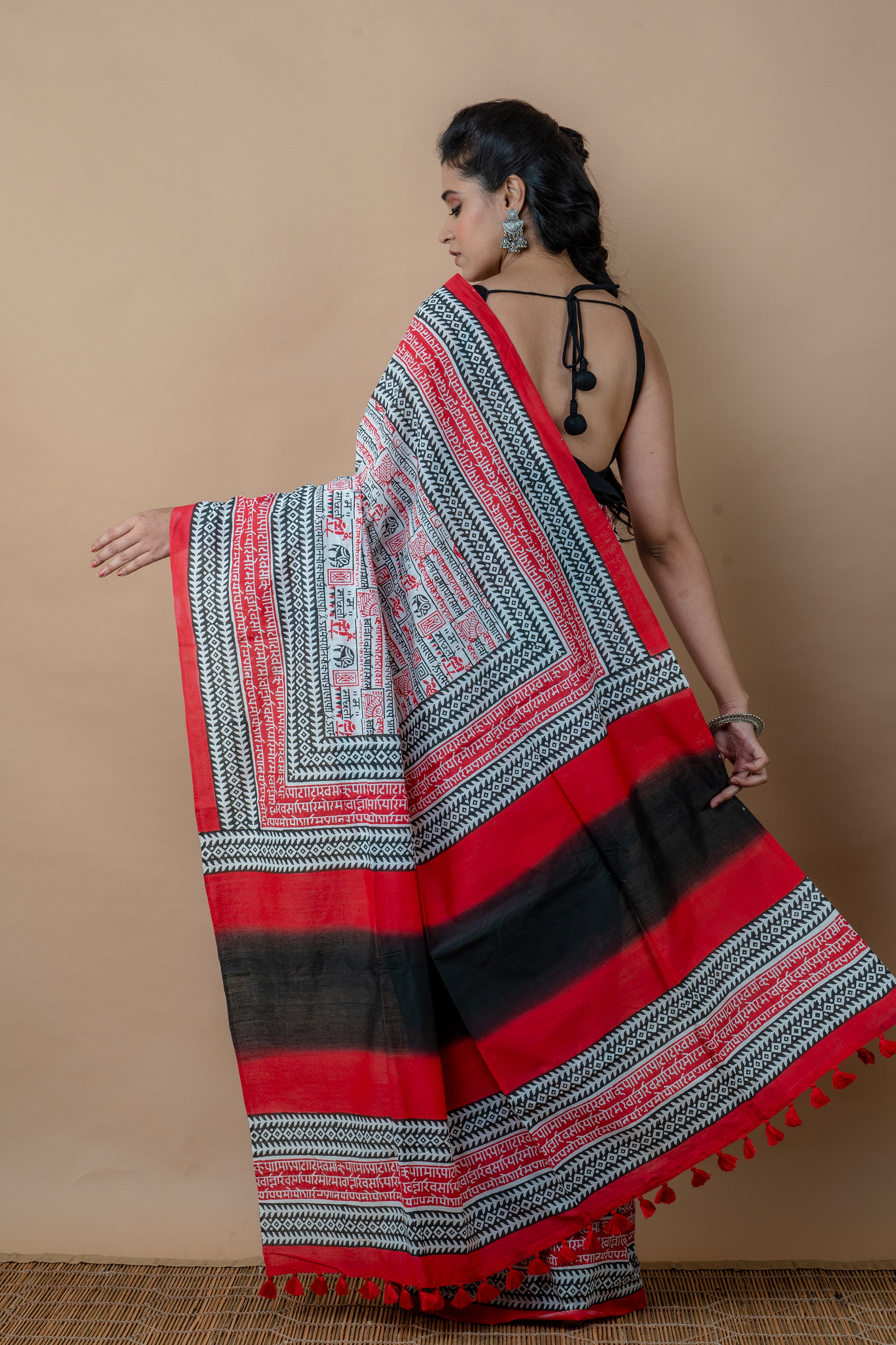 Handwoven Multicolor Printed Silk cotton Saree