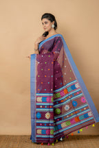 Purple Handwoven Tangail Saree - Aankona