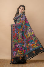 Bangalore Silk With Traditional Reverse Kantha Saree - Aankona