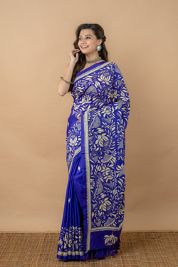 Bangalore Silk With Traditional Kantha work Saree,Aankona,Silk saree