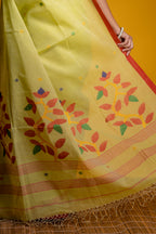 Handwoven Yellow Cotton Jamdani Saree
