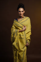 Yellow Natural Dyed Khadi Jamdani - Aankona