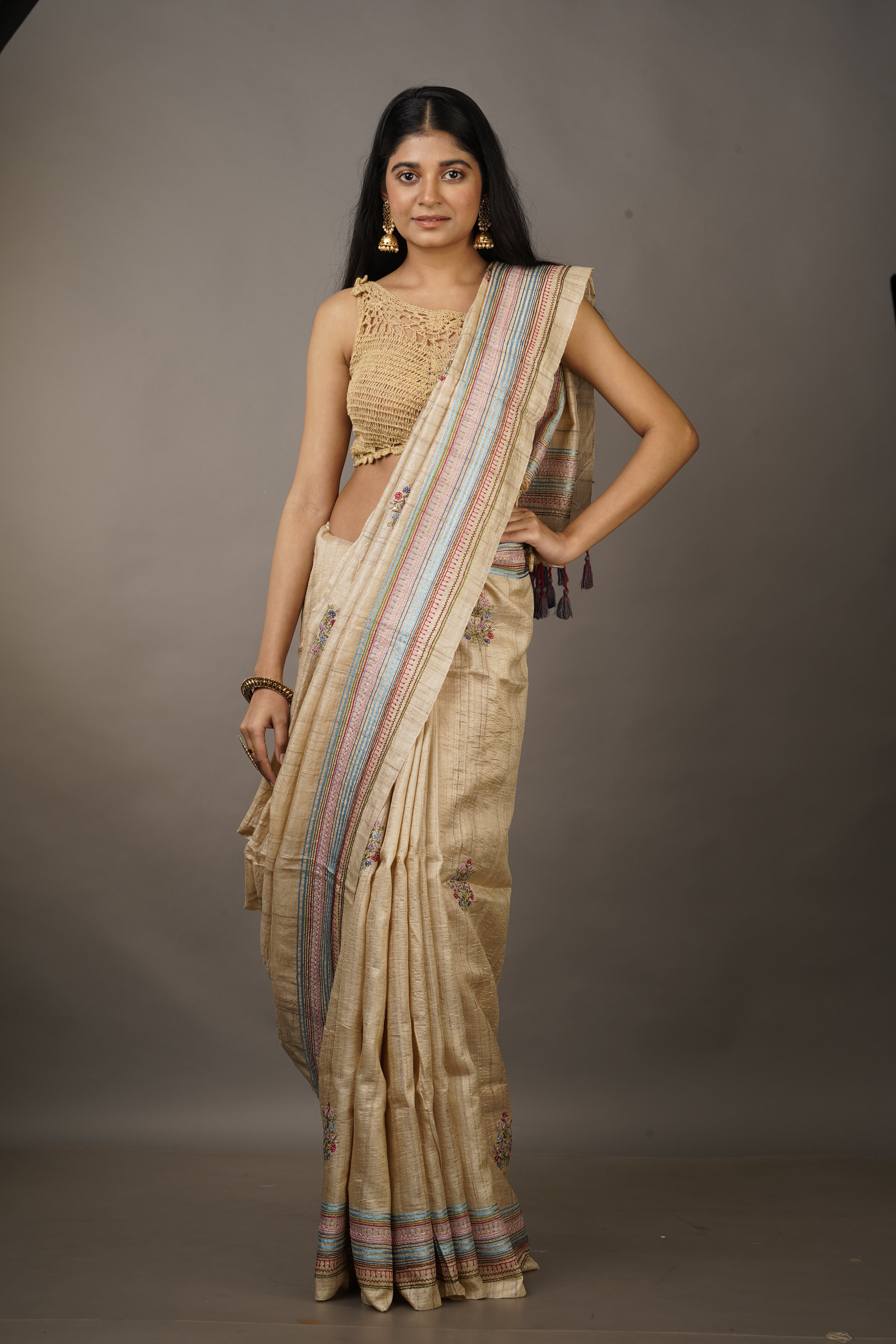 Handwoven Beige Baluchari Saree