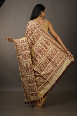 Handwoven Beige Baluchari Saree