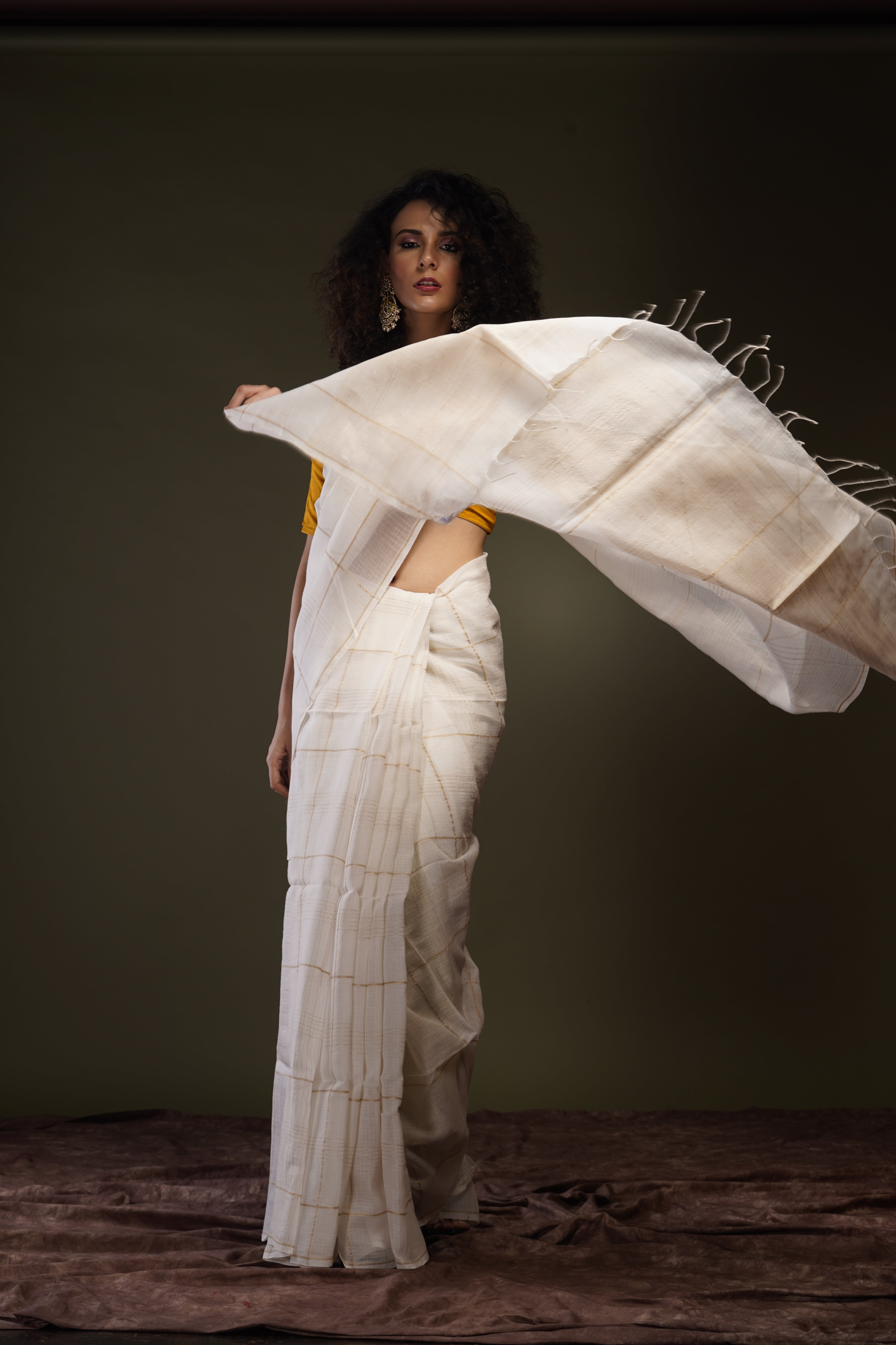 Handwoven White with Zari Assam Muga Saree