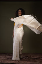 Handwoven White With Zari Assam Muga Saree