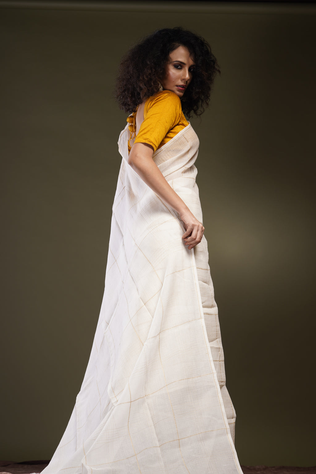 Handwoven White With Zari Assam Muga Saree