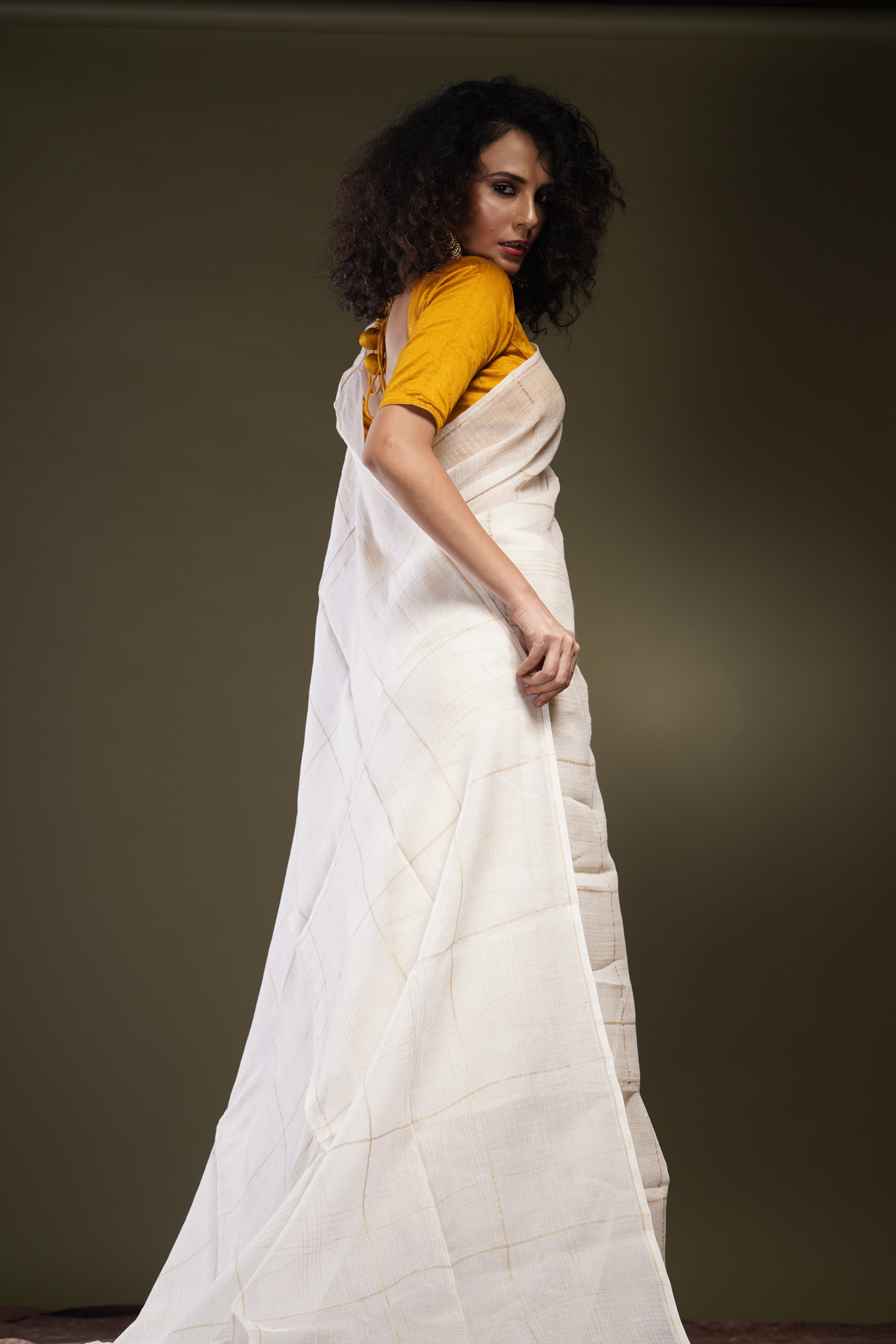 Handwoven White With Zari Assam Muga Saree