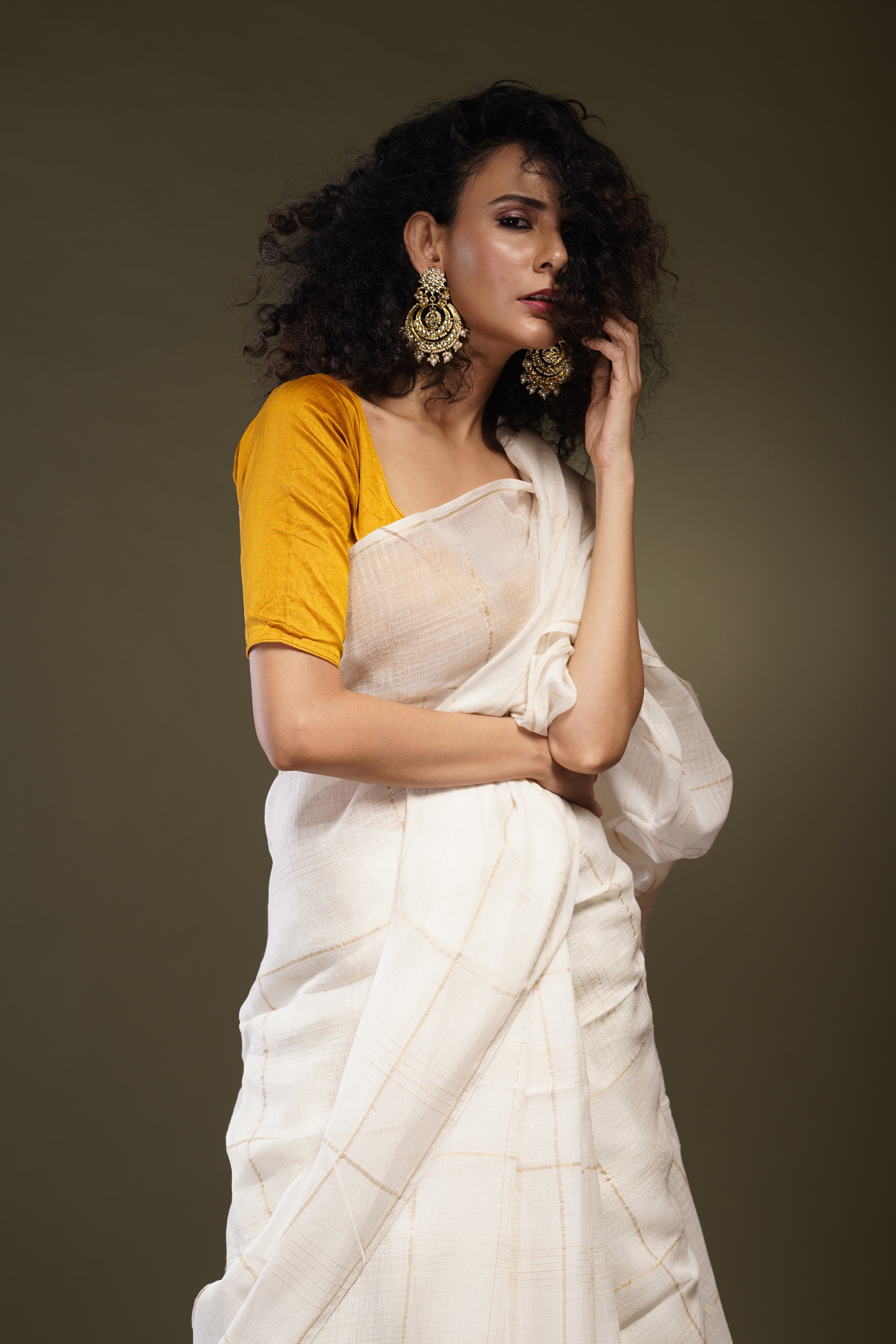 Handwoven White With Zari Assam Muga Saree