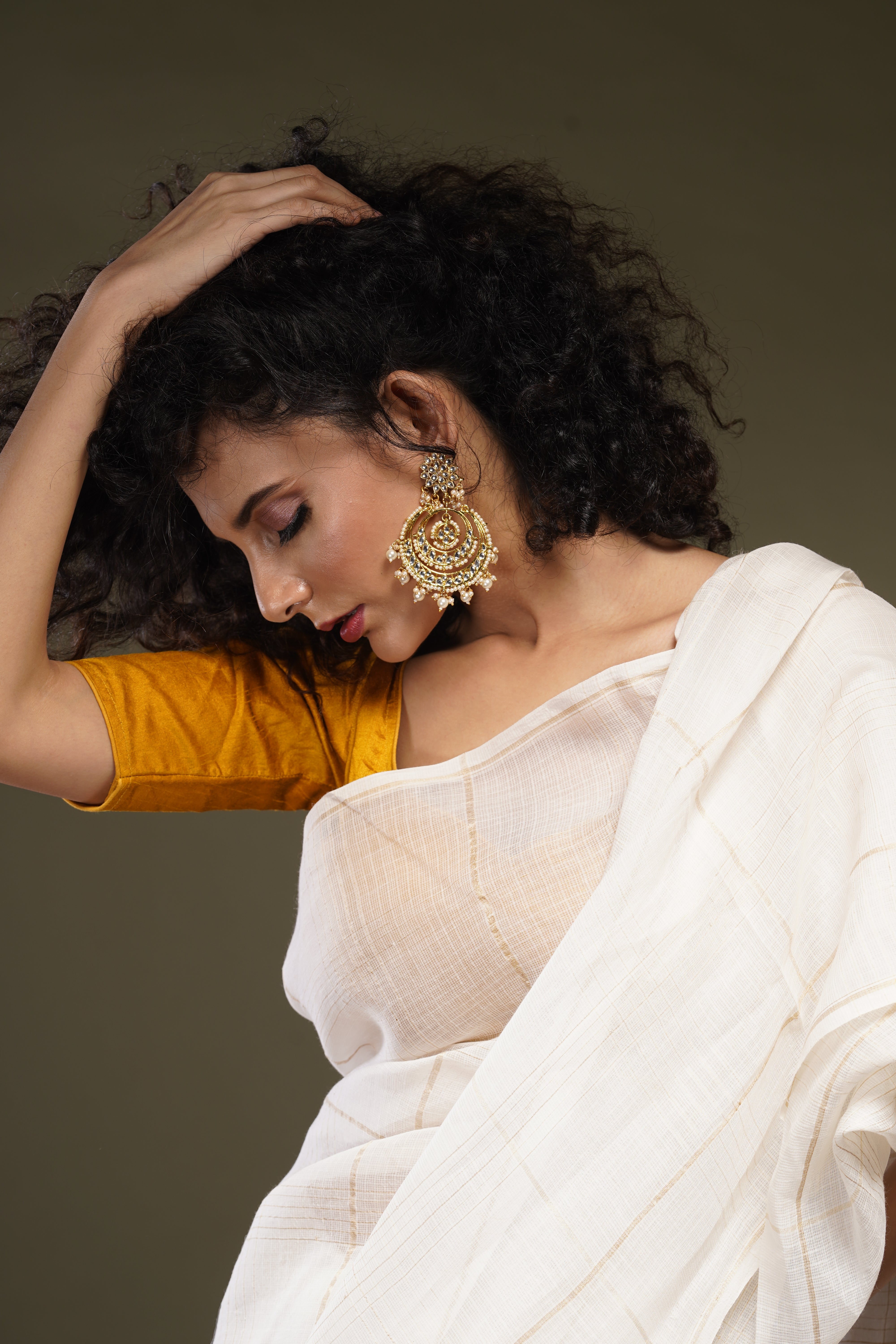 Handwoven White with Zari Assam Muga Saree