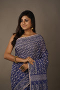 Handwoven Indigo Dhakai Jamdani Saree