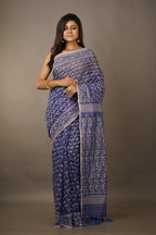 Handwoven Indigo Dhakai Jamdani Saree
