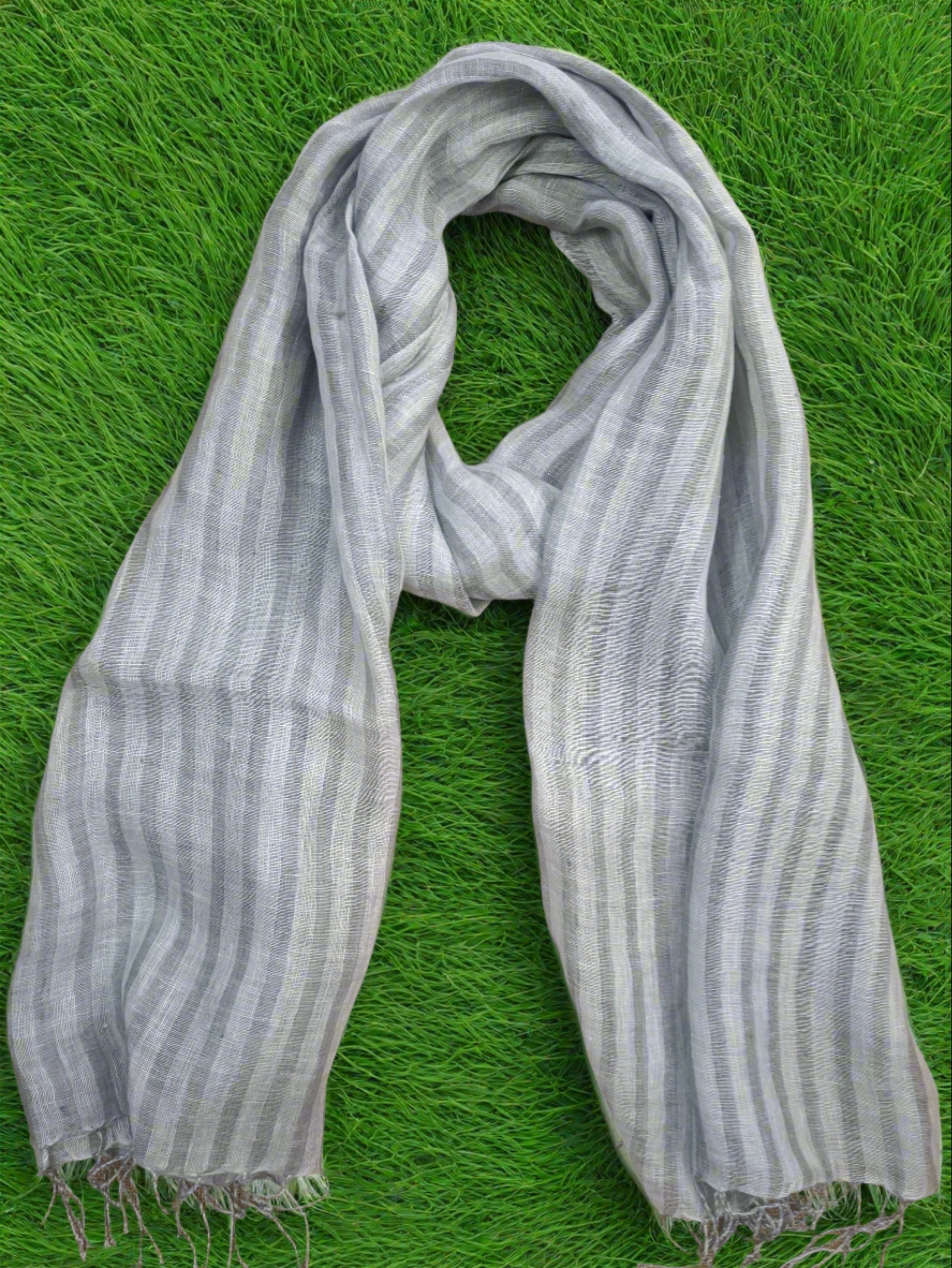 Handwoven Linen Stripe Scarf