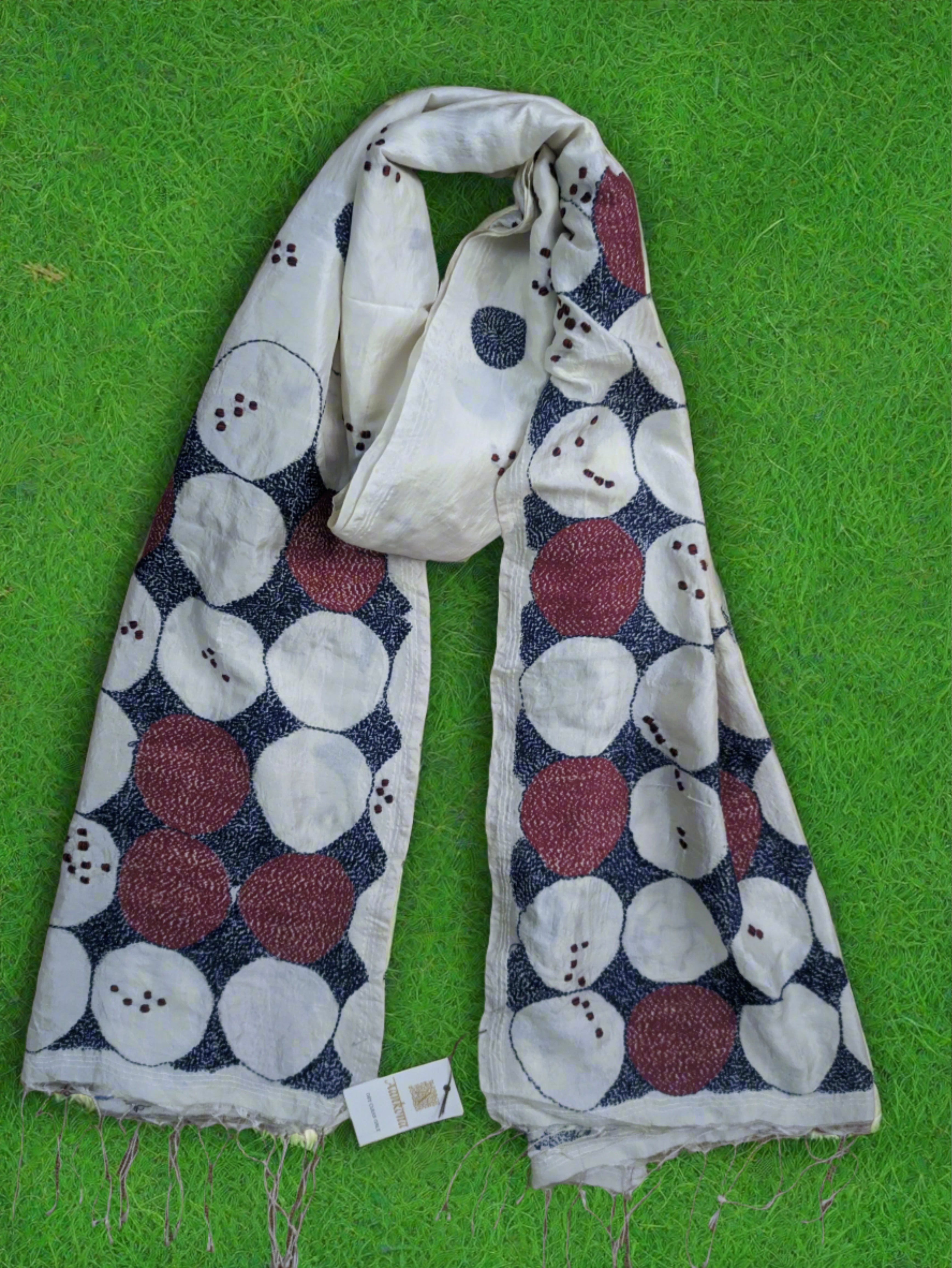 Handwoven Silk polka dot scarf