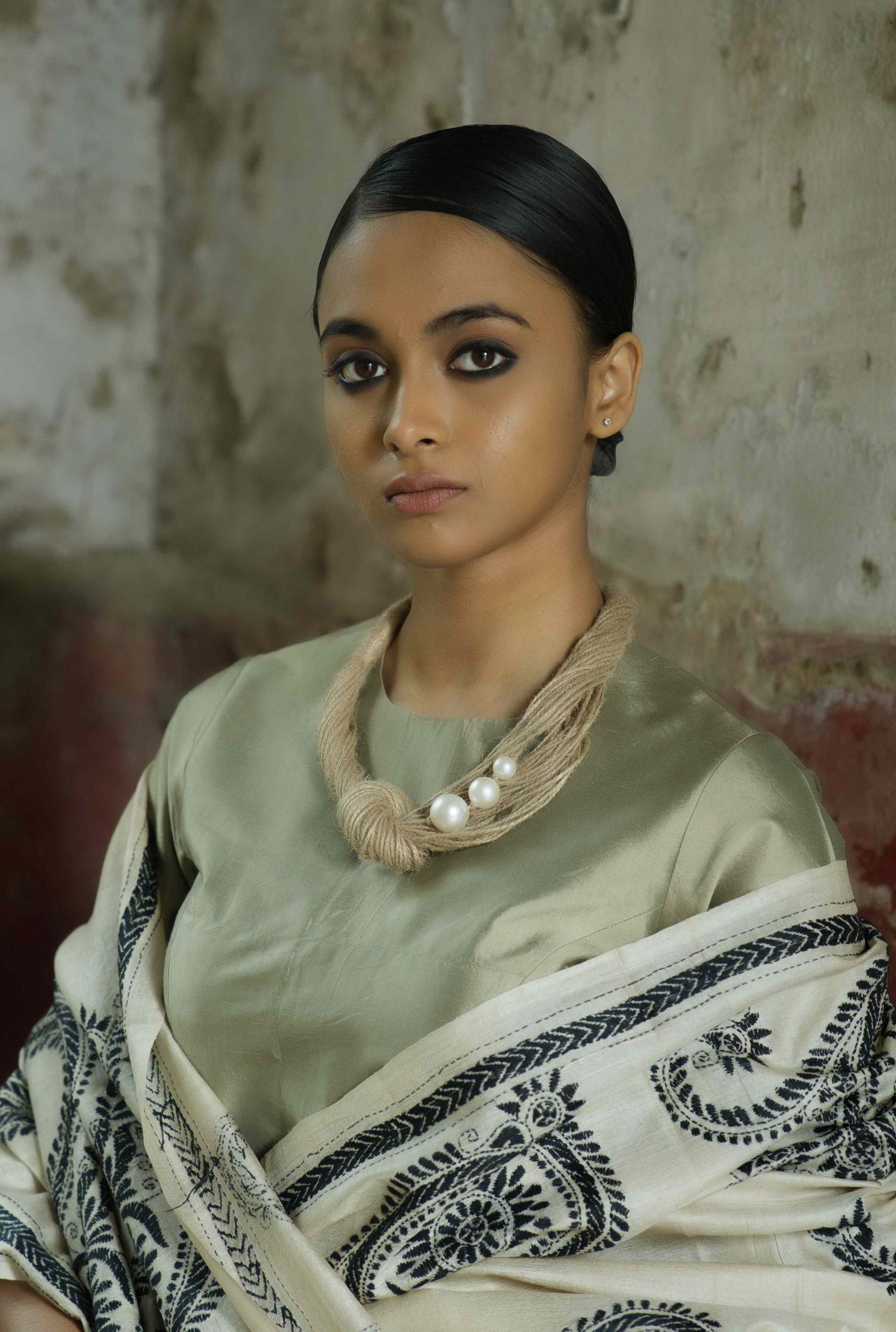 Handwoven Gachi Tussar Saree With Kantha Work