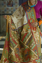 Handwoven Tussar Saree With kantha Work
