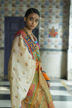 Handwoven Tussar Saree With kantha Work