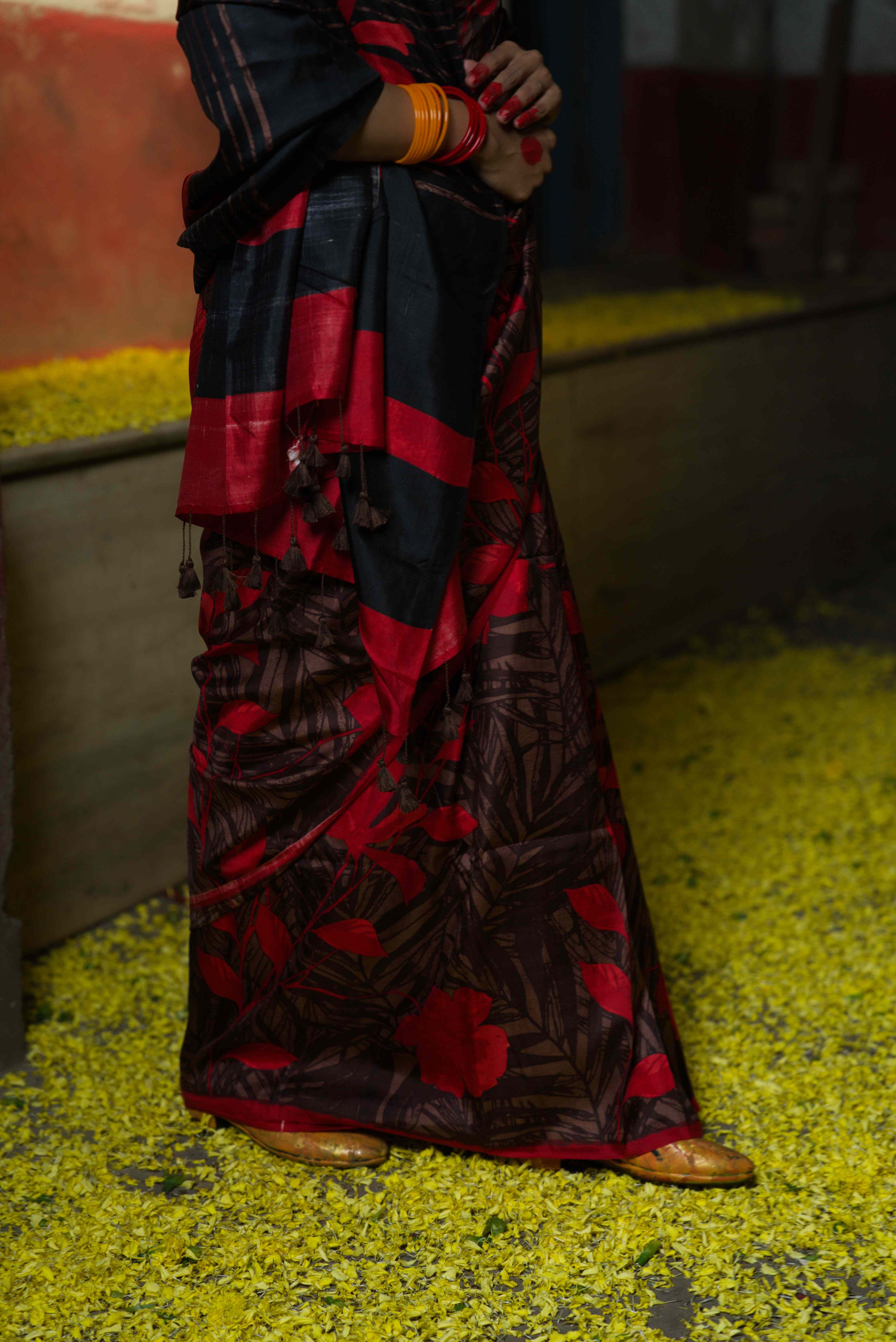Handwoven Black Printed Pure Silk Saree
