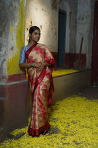 Handwoven Red Printed Pure Silk Saree