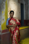 Handwoven Red Printed Pure Silk Saree