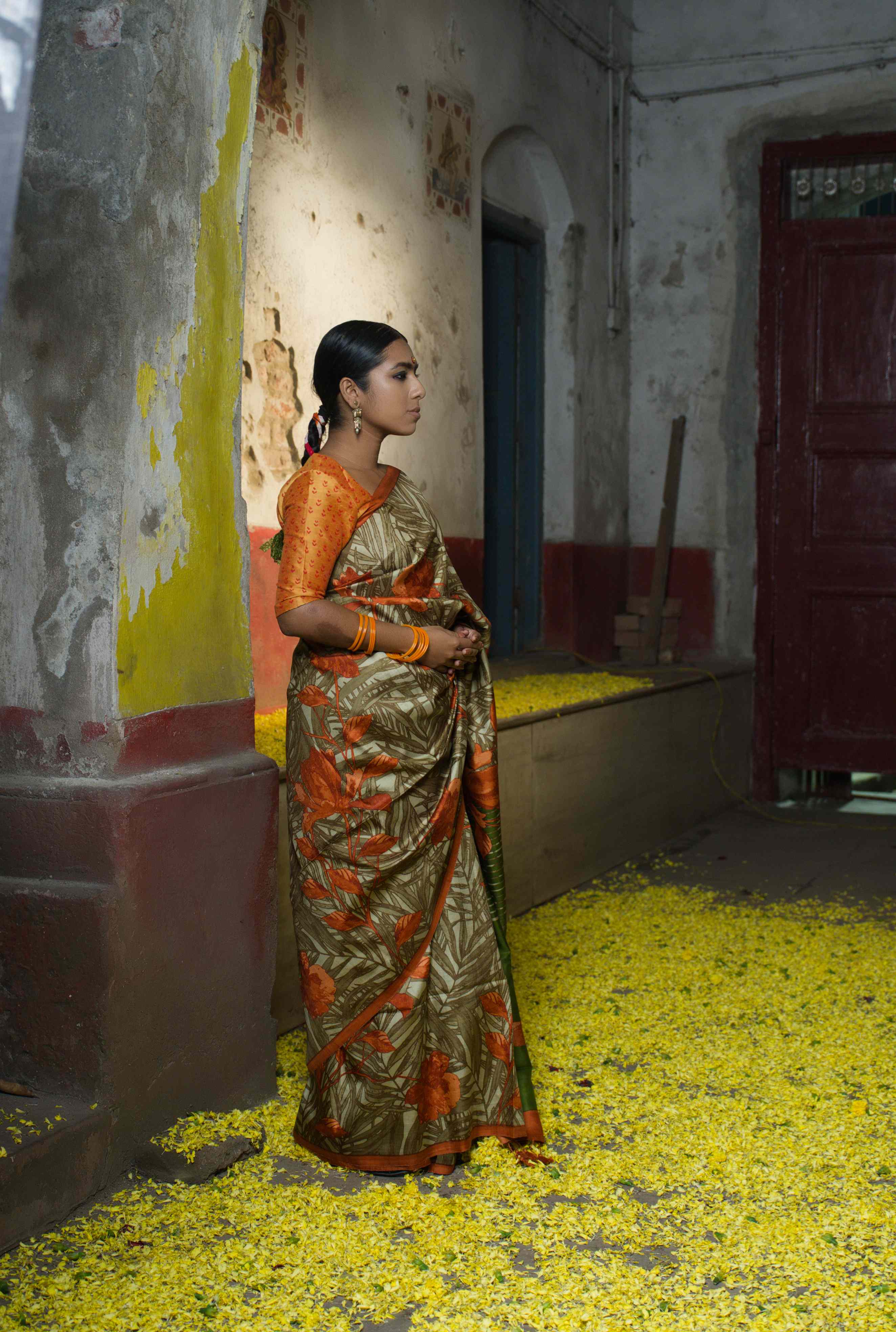 Handwoven multicolor floral Printed Pure Silk Saree